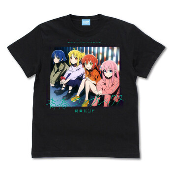 Lonely Rock Anime T-särk, must, Jaapani stiilis Goto Ichiri, lühikeste varrukatega ja ümberringi ulatuvast paelast