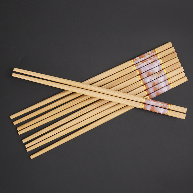 Aukštos kokybės bambuko lazdelės, 5 poros, buitinės, natūralios, buitinės, medžio masyvo lazdelės, neslystančios, atsparios pelėsiui, atsparios aukštai temperatūrai, naujos, nedažytos bambuko lazdelės, stalo įrankiai