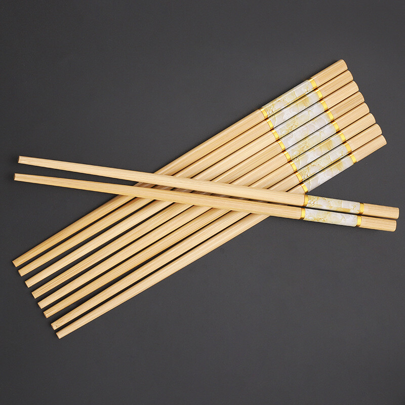 Aukštos kokybės bambuko lazdelės, 5 poros, buitinės, natūralios, buitinės, medžio masyvo lazdelės, neslystančios, atsparios pelėsiui, atsparios aukštai temperatūrai, naujos, nedažytos bambuko lazdelės, stalo įrankiai