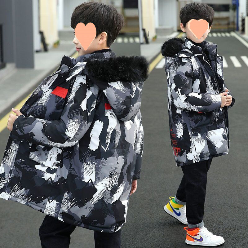 Pamučni kaput za dječake 2025. novi stil srednje i velike dječje prekrasne pamučne kapute dječji srednje i dugi debeli pamučni kaput dječja odjeća zimski kaput