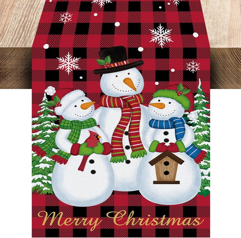 Naujas kalėdinis stalas užsienyje, rankų darbo, tiesioginiai pardavimai, žieminis stalo padėkliukas su sniego senio raštu iš Kalėdų Senelio fabriko tiesioginių pardavimų