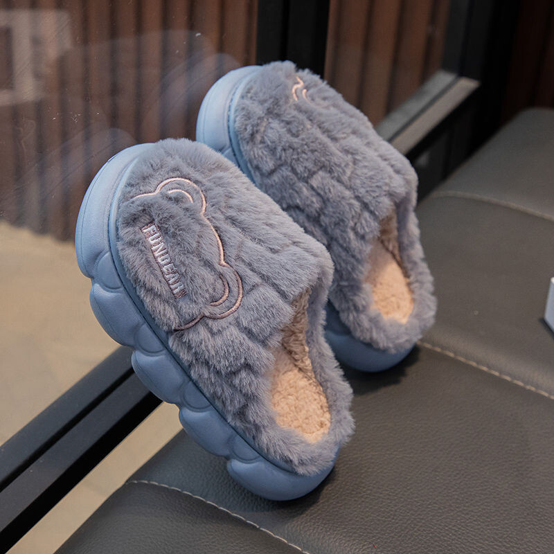 Bērnu kokvilnas čības vecāku un bērnu stilā 2025, ziemas čības zēniem ar biezu zoli, kažokādas mājas čības lieliem bērniem un meitenēm