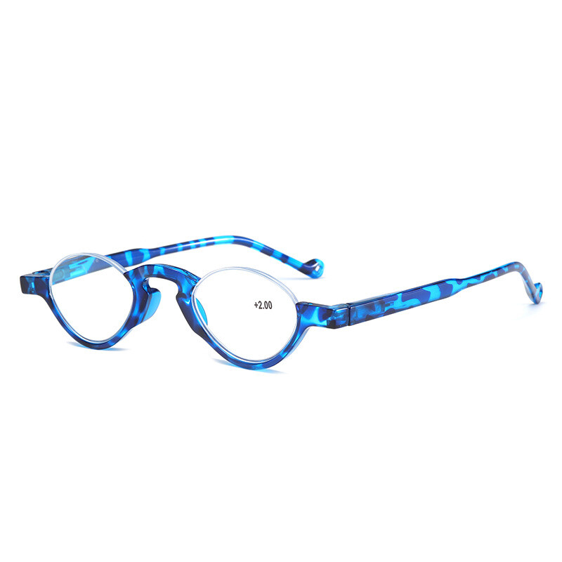 Овални очила за четене с половин рамка, модерни и младежки, цветни и удобни, с пружинни крачета, подходящи за хора на средна и по-възрастна възраст, които четат с далекогледство.