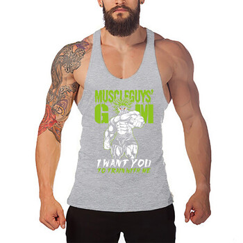 Αθλητικό γιλέκο γυμναστικής για άνδρες, καλοκαιρινό, ευρωπαϊκό και αμερικανικό, για bodybuilding, προπόνηση, με πλάτη, χαλαρές τιράντες εμποδίων