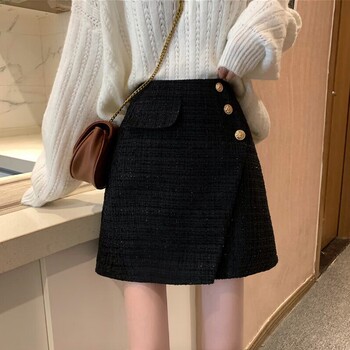 Nova jesensko-zimska suknja s malim mirisom, visokim strukom i debelim mm, uska kratka suknja s univerzalnim temperamentom, napredna suknja u jednom koraku