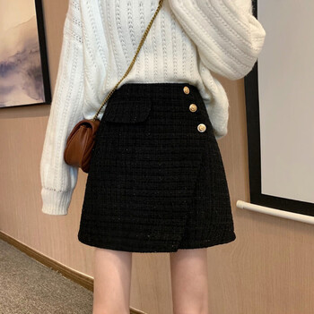 Nova jesensko-zimska suknja s malim mirisom, visokim strukom i debelim mm, uska kratka suknja s univerzalnim temperamentom, napredna suknja u jednom koraku