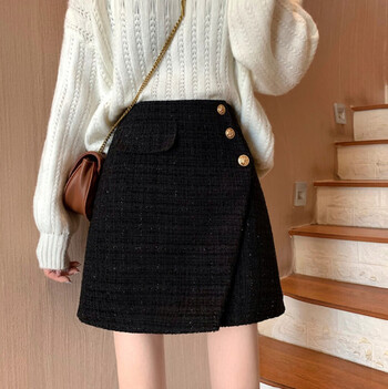 Nova jesensko-zimska suknja s malim mirisom, visokim strukom i debelim mm, uska kratka suknja s univerzalnim temperamentom, napredna suknja u jednom koraku