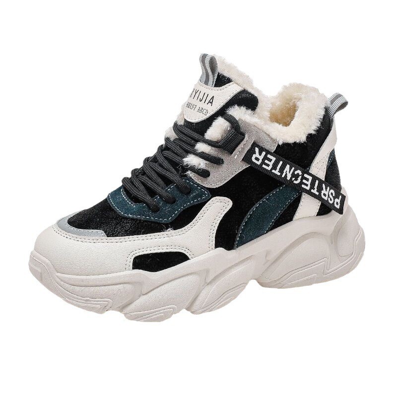 Pantofi de damă din bumbac, pantofi sport casual îngroșați din catifea de iarnă 2023, pantofi noi și populari pentru tătici, pantofi de damă versatili și la modă