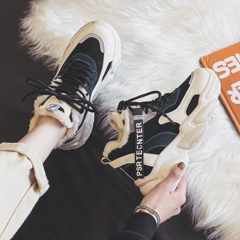 Pantofi de damă din bumbac, pantofi sport casual îngroșați din catifea de iarnă 2023, pantofi noi și populari pentru tătici, pantofi de damă versatili și la modă