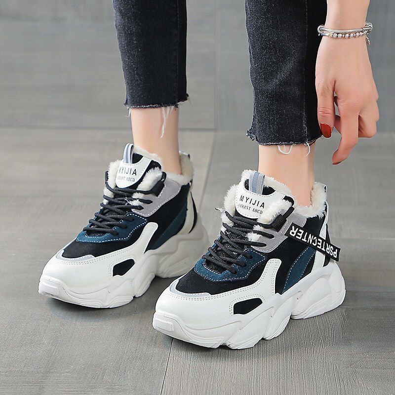 Pantofi de damă din bumbac, pantofi sport casual îngroșați din catifea de iarnă 2023, pantofi noi și populari pentru tătici, pantofi de damă versatili și la modă