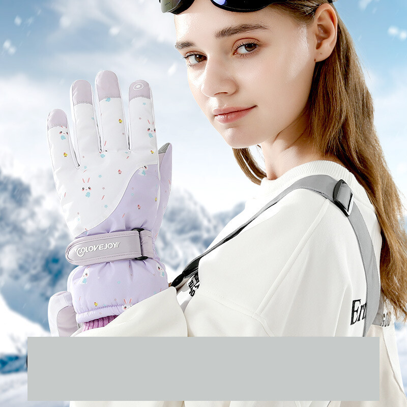 Žieminės slidinėjimo pirštinės, moteriškos, neperšlampamos, šalčiui atsparios, plius aksominės storos šiltos pirštinės, mielos lauko dviračių pirštinės su jutikliniu ekranu