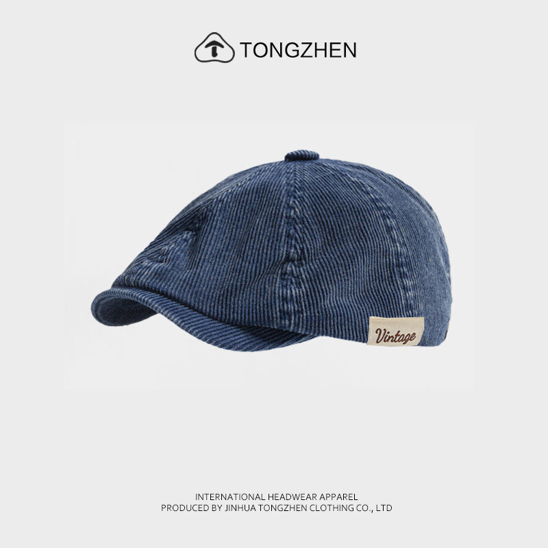 Novi jesenski smeđi retro baršunasti osmerokutni šešir za muškarce i žene, nošen unatrag s beretkom, univerzalni šešir u jednoj boji za jesen i zimu