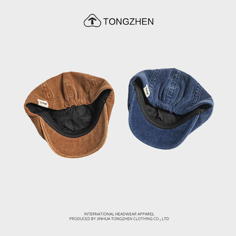 Novi jesenski smeđi retro baršunasti osmerokutni šešir za muškarce i žene, nošen unatrag s beretkom, univerzalni šešir u jednoj boji za jesen i zimu