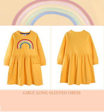 25 tarpvalstybinės Europos ir Amerikos vaikiškos suknelės, naujos rudens vaivorykštės siuvinėjimo suknelės mergaitėms, ilgomis rankovėmis suknelė su kišene