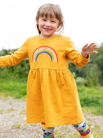 25 tarpvalstybinės Europos ir Amerikos vaikiškos suknelės, naujos rudens vaivorykštės siuvinėjimo suknelės mergaitėms, ilgomis rankovėmis suknelė su kišene