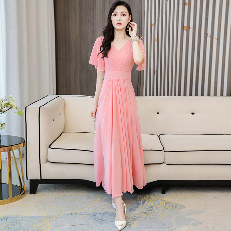 Suvine uus kleit 2023, sale temperament, V-kaelus, lai šifoonist õlapaeltega kleit, rannakleit, pikk kleit, üle ääre kleit, haldjas