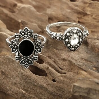 Σετ 15 δαχτυλιδιών Harajuku σε στυλ συνδυασμού, ρετρό χιπ χοπ ντίσκο, δείκτης, μοντέρνο δαχτυλίδι