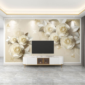 3D reljefiniai prancūziškų gėlių tapetai, televizoriaus fonas, svetainės tapetai, miegamojo tapetai, sienų danga, fototapetai