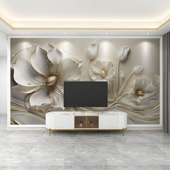 3D reljefiniai prancūziškų gėlių tapetai, televizoriaus fonas, svetainės tapetai, miegamojo tapetai, sienų danga, fototapetai