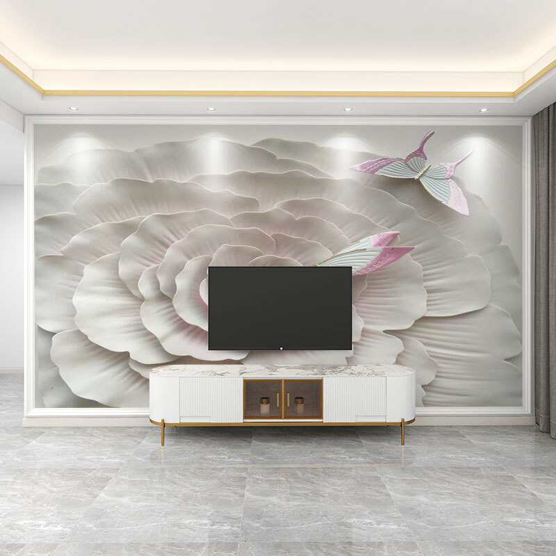 3D reljefiniai prancūziškų gėlių tapetai, televizoriaus fonas, svetainės tapetai, miegamojo tapetai, sienų danga, fototapetai