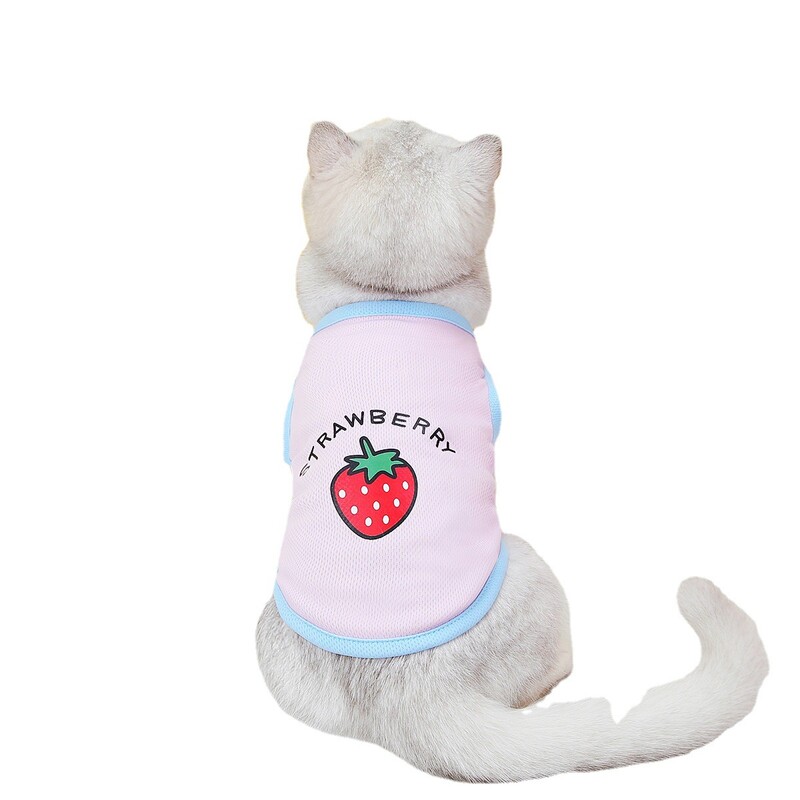 Lemmikloomariided koertele ja kassidele, koomiksiprintidega, puuviljavest, päikesekaitsekreemiga päikesekaitsekostüüm karvade väljalangemise vastu, riided väikesele koerale, kaisukarule, bichonile, suveks