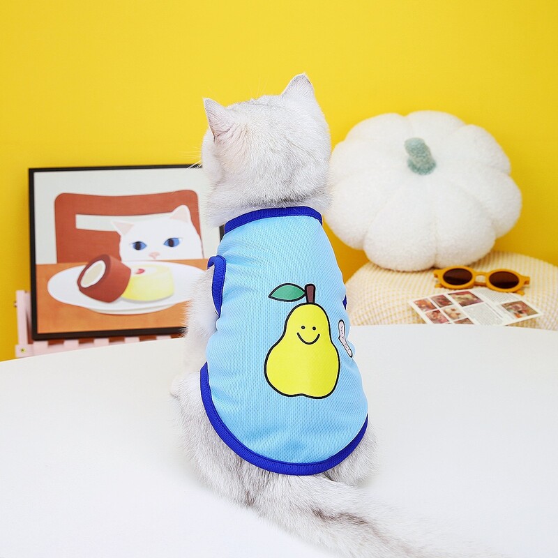 Lemmikloomariided koertele ja kassidele, koomiksiprintidega, puuviljavest, päikesekaitsekreemiga päikesekaitsekostüüm karvade väljalangemise vastu, riided väikesele koerale, kaisukarule, bichonile, suveks