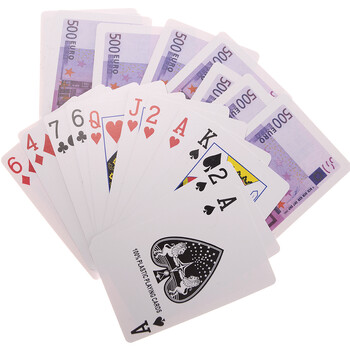 Карти за игра, имитиращ банкнота от 500 euro, Картонени, Многоцветни