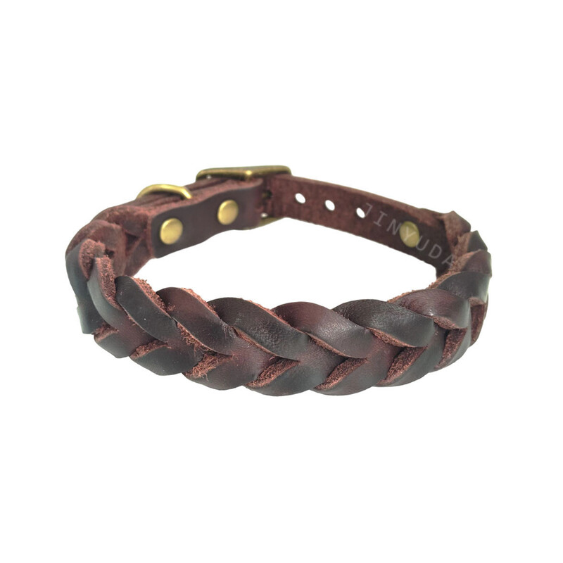 Vintage ehtsast nahast kaelarihm, lemmiklooma kaelarihm, koera kaelarihm, koera kaelarihm, kaelarihm, vasikanahk, punutud rohekaspronksises värvitoonis