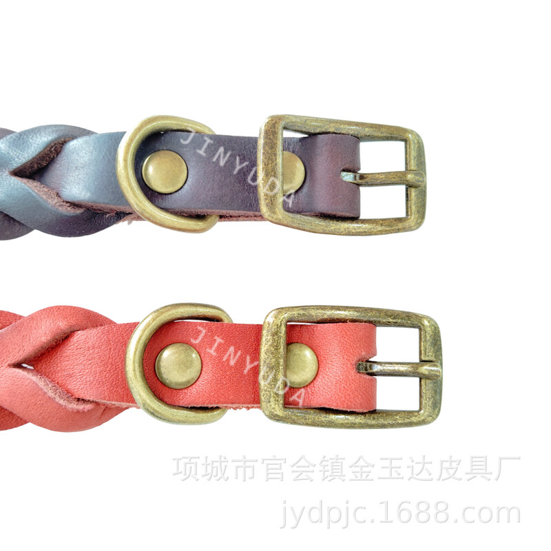 Vintage ehtsast nahast kaelarihm, lemmiklooma kaelarihm, koera kaelarihm, koera kaelarihm, kaelarihm, vasikanahk, punutud rohekaspronksises värvitoonis