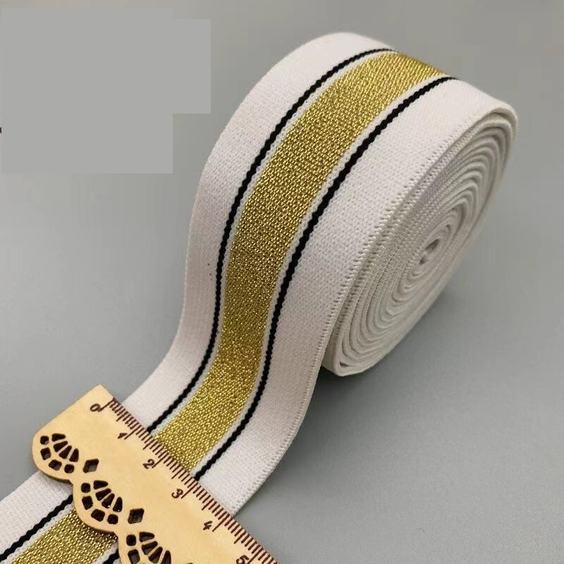Platus 4-5 cm elastinis diržas aukso ir sidabro spalvos, didelio elastingumo namų elastinis diržas, pastorinta elastinė juosta, pūkinė striukė, besiplečiantis pagalbinis elementas