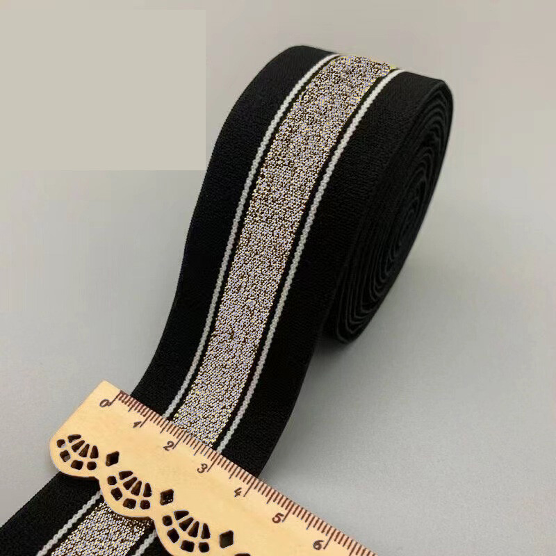 Platus 4-5 cm elastinis diržas aukso ir sidabro spalvos, didelio elastingumo namų elastinis diržas, pastorinta elastinė juosta, pūkinė striukė, besiplečiantis pagalbinis elementas