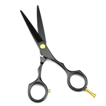 Foarfece de coafură negre de 5,5 inch, foarfece cu dinți plați, foarfece pentru subțiere, set de foarfece