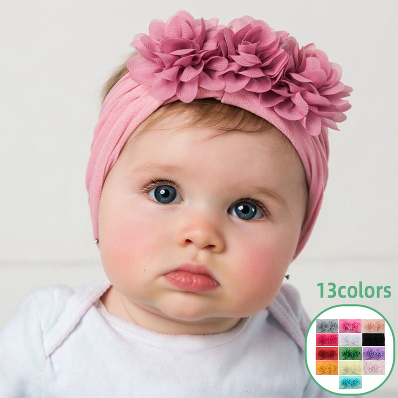 Accesorii de păr noi cu flori din șifon pentru bebeluși, bandă de susținere din nailon moale și confortabilă, accesorii pentru copii, bandă de susținere drăguță pentru prințesă