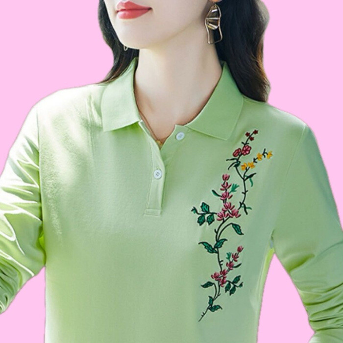 Noile haine de toamnă ale mamei, tricou polo lejer cu mânecă lungă, tricou de damă