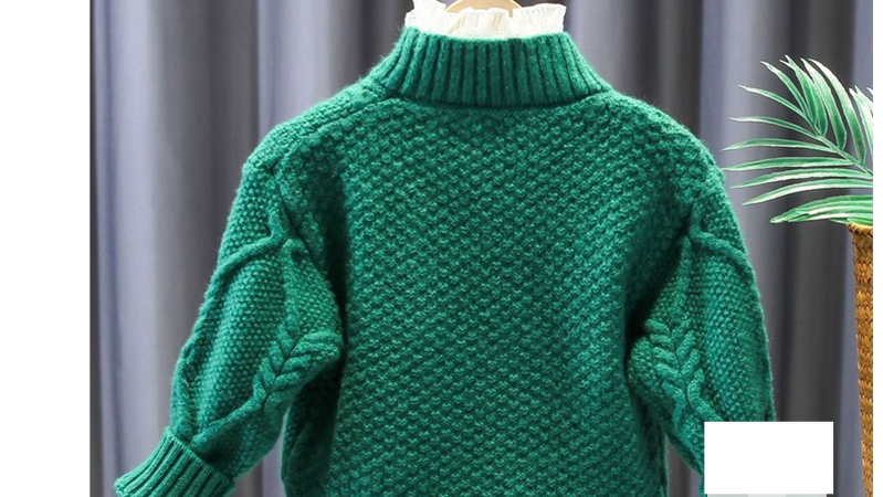 Nova jesensko-zimska odjeća za djevojčice s visokim ovratnikom, ručno tkani džemper s debelim donjim dijelom, elegantni džemper, nova jesensko-zimska odjeća bez čipke