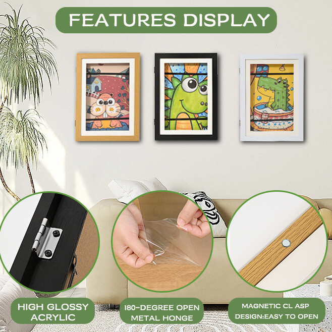 Atverčiamas vaikiškas nuotraukų rėmelis su magnetine saugykla, A4, paprastas „pasidaryk pats“, vaikų menas, nuotraukų rėmelio tvirtinimo vieta