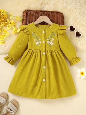 Rochie de fetiță brodată pentru primăvară și toamnă, cu comerț exterior transfrontalier