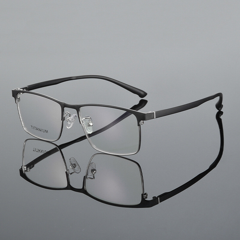 Nauji itin lengvi metaliniai pilno rėmelio akinių rėmeliai, vyriški verslo klasės optiniai rėmeliai, juodi ir auksiniai antakių rėmeliai, kvadratiniai rėmeliai trumparegystės priežiūrai.