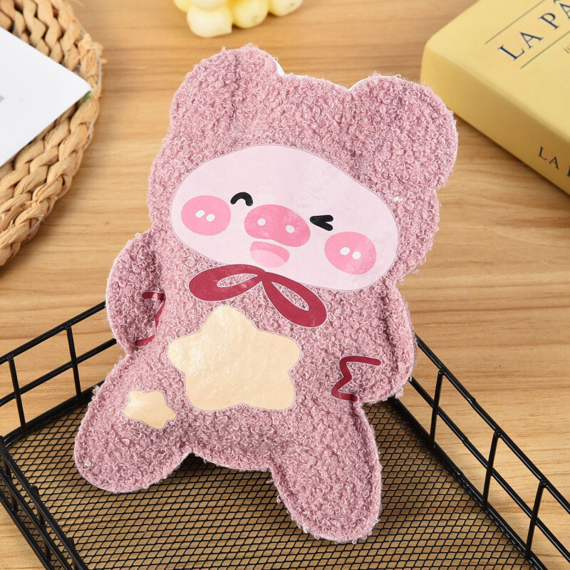 Naujas aksominis karšto vandens buteliukas, pripildytas vandens, mielas animacinis meškiukas, karšto vandens buteliukas studentams, nešiojamas, pripildytas vandens, rankų šildytuvas