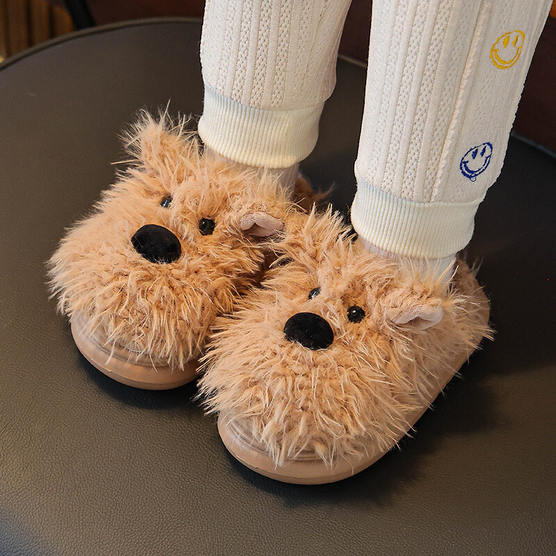 Sügis-talvised soojad laste puuvillased sussid poistele ja tüdrukutele, koduseks kasutamiseks, libisemiskindlad, pehmed, armsad, kriimustatud kutsikatega