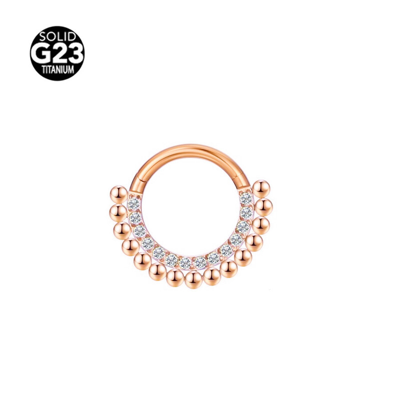 Inel de nas F136 din aliaj de titan 8-12mm, sudura cu bilă mică de diamant, bijuterii pentru piercing, inel închis încrustat cu zirconiu, inel fără sudură