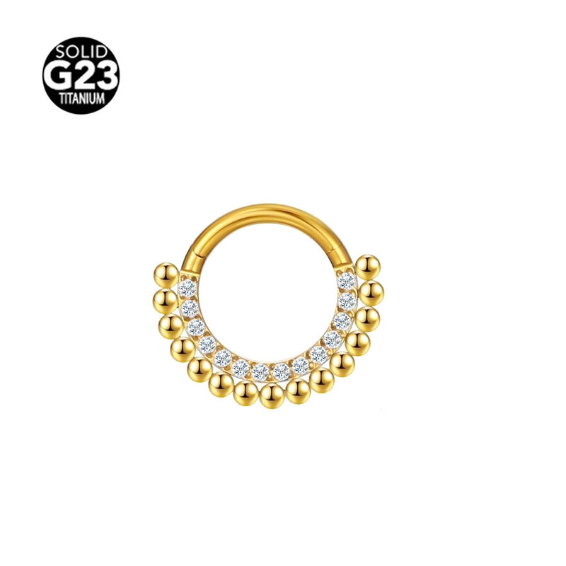 Inel de nas F136 din aliaj de titan 8-12mm, sudura cu bilă mică de diamant, bijuterii pentru piercing, inel închis încrustat cu zirconiu, inel fără sudură