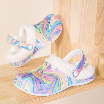 Papuci de casă din bumbac pentru bărbați cu talpă groasă, catifea și bumbac, toamnă și iarnă, EVA, interior, Baotou, antiderapanți, calzi, cu gaură, pentru femei