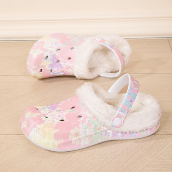 Papuci de casă din bumbac pentru bărbați cu talpă groasă, catifea și bumbac, toamnă și iarnă, EVA, interior, Baotou, antiderapanți, calzi, cu gaură, pentru femei