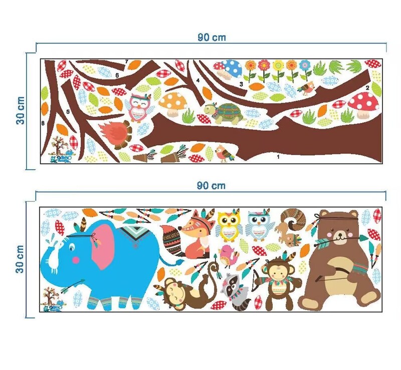 ZY150 Állatok Erdő Hálószoba Nappali Gyerekszoba Otthon Háttér Dekoráció Keret nélküli, Levehető Matrica