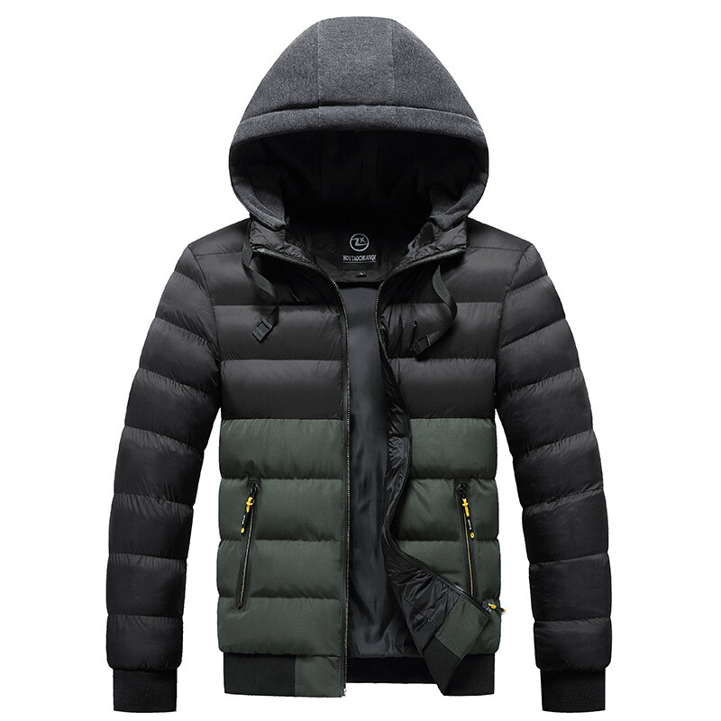 Muška jesensko-zimska jakna s pamučnom podstavom, europska i američka pamučna ležerna topla parka, debela vjetrootporna jakna s pamučnom podstavom, s prilagođenim logotipom