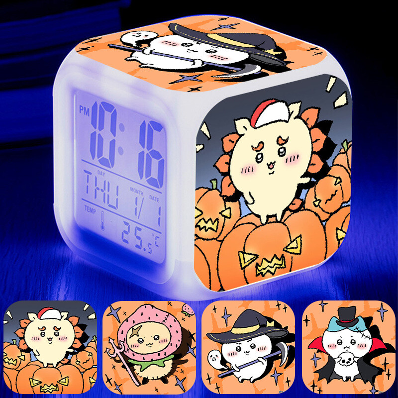 „Jiyi Kawa“ žadintuvas, animacinis mielas žaidimas, supantis vaikų LED skaitmeninį spalvingą, spalvą keičiantį, šviečiantį naktinį laikrodį