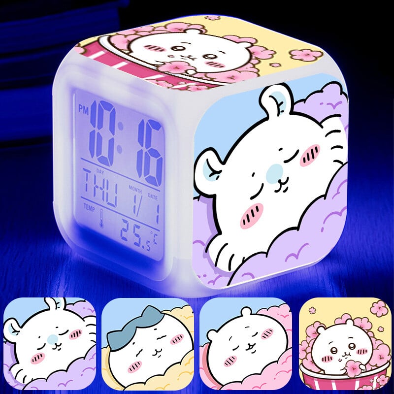 „Jiyi Kawa“ žadintuvas, animacinis mielas žaidimas, supantis vaikų LED skaitmeninį spalvingą, spalvą keičiantį, šviečiantį naktinį laikrodį