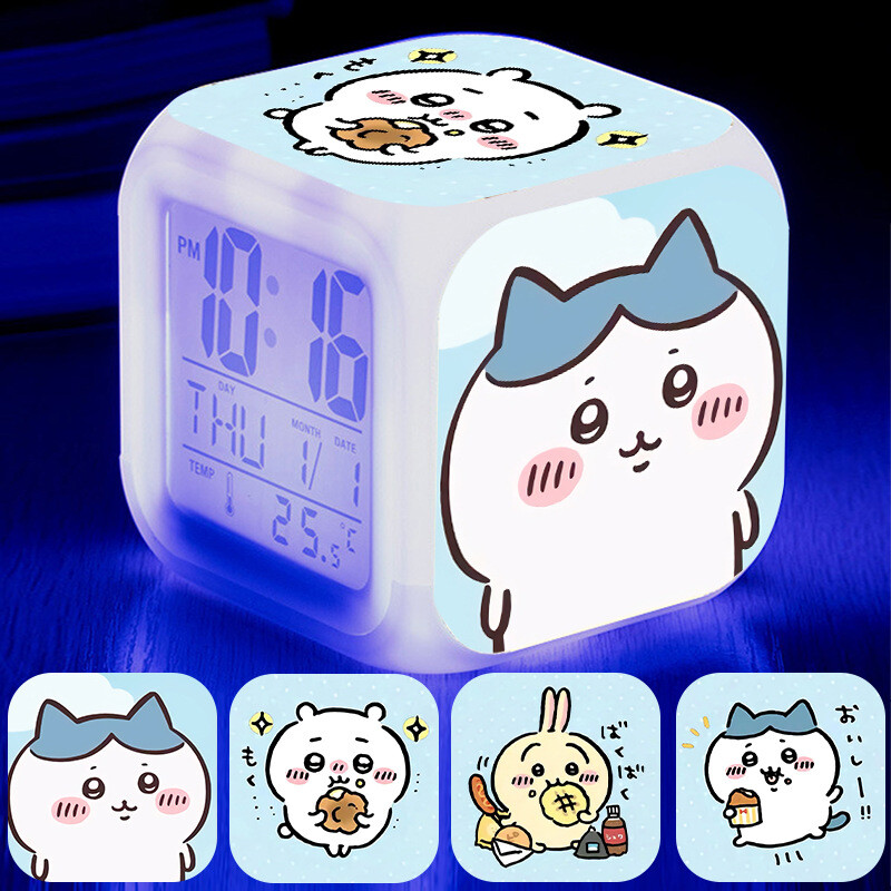 „Jiyi Kawa“ žadintuvas, animacinis mielas žaidimas, supantis vaikų LED skaitmeninį spalvingą, spalvą keičiantį, šviečiantį naktinį laikrodį