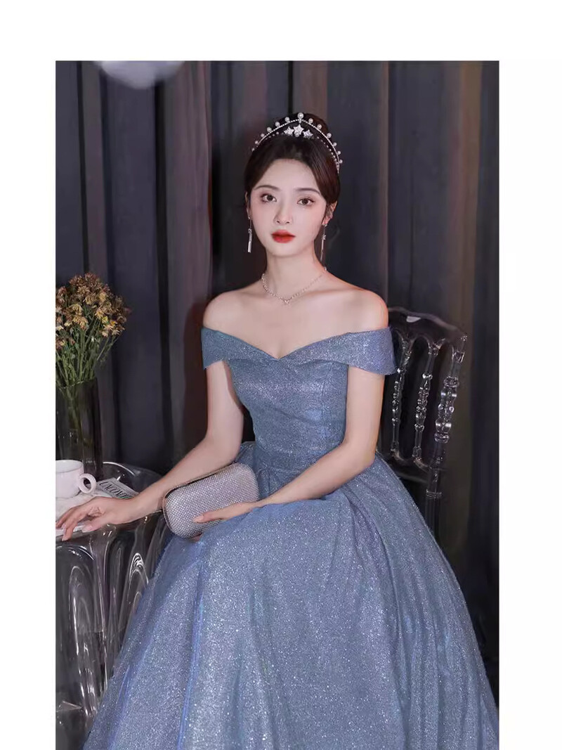 Νέο στιλ 2025 λαμπερό βραδινό φόρεμα με έναν ώμο, ελαφριά πολυτέλεια, εξειδικευμένο, λεπτό, υψηλής ποιότητας, κορυφαίο, υψηλής ποιότητας φόρεμα τοστ